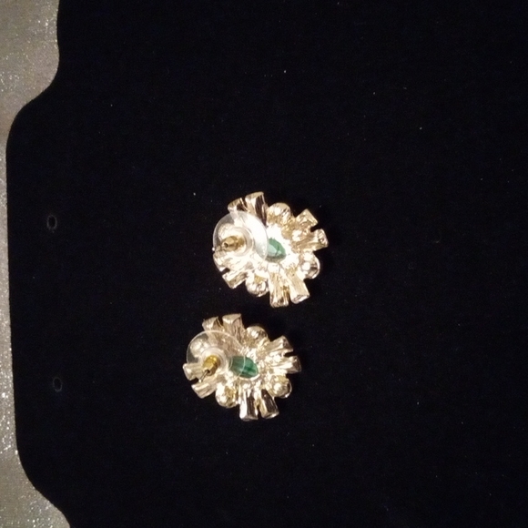 Anne Klein Faux Malachite and Crystal Pierced Earrings - Picture 2 of 3
